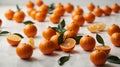 Clementines set on a white background, different foreshortening. Royalty Free Stock Photo