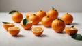 Clementines set on a white background, different foreshortening. Royalty Free Stock Photo