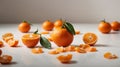 Clementines set on a white background, different foreshortening. Isolated Royalty Free Stock Photo