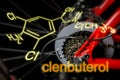 clenbuterol is a doping agent in different sports disciplines like cycling, Chemical formula CLENBUTEROL Royalty Free Stock Photo