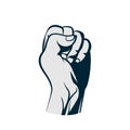 A clenched fist hand raised. Strong hand gestures as a symbol of resistance, strength, and struggle