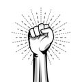 Clenched fist hand vector illustration. Revolution illustration for poster design Royalty Free Stock Photo