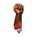 Clenched fist held in protest, hand popular protest, proletarian independence protest symbol, revolution concept, hand