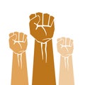 Clenched fist held in protest. Raised fists resistance. Symbol of protest Royalty Free Stock Photo