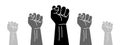 Clenched fist held in protest. Raised fists resistance. Symbol of protest Royalty Free Stock Photo