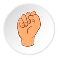 Clenched fist icon, cartoon style Royalty Free Stock Photo