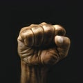 A clenched fist punching through a brick wall, symbolizing determination or breaking through a barrier. Royalty Free Stock Photo