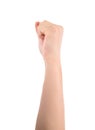 A clenched fist on white background