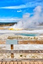 Clepsydra Geyser Erupts at Yellowstone National Park in Wyoming, USA