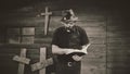 Southern Rural Preacher Holding Reading Bible Clergyman Reverend Cross Royalty Free Stock Photo