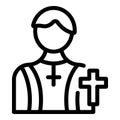 Cleric prayer icon outline vector. Catholic christian church
