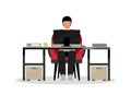 Clerical employee flat color vector faceless character