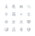 Clerk line icons collection. Filing, Data-entry, Record-keeping, Secretary, Administrator, Receptionist, Customer