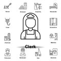 clerk outline icon. set of labor day illustration icon. Signs and symbols can be used for web, logo, mobile app, UI, UX