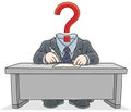 Clerk with a question mark instead of his head Royalty Free Stock Photo