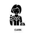 clerk symbol icon, black vector sign with editable strokes, concept illustration Royalty Free Stock Photo