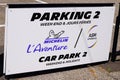 Michelin l`aventure bibendum logo for car park sign and text front of