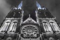Clermont-Ferrand Cathedral by night. Clermont-Ferrand, Auvergne-Rhone-Alpes, France. Royalty Free Stock Photo