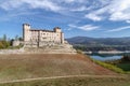Cles castle and Lake Santa Giustina, Trentino, Italy Royalty Free Stock Photo