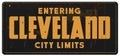 Cleveland City Limits Sign Grunge Metal Retro