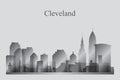 Cleveland city skyline silhouette in grayscale