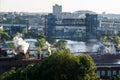 Cleveland Cuyahoga River Bridge Dusk Royalty Free Stock Photo