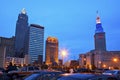 Cleveland downtown evening time Royalty Free Stock Photo