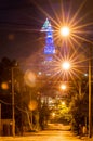 Cleveland downtown street view at night Royalty Free Stock Photo