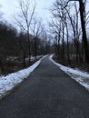 A TRAIL ON A PUBLIC PATH ON A COLD WINTER`S DAY