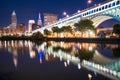 Cleveland Night Skyline Royalty Free Stock Photo