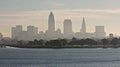 The skyline of Cleveland, Ohio, Lake Erie, and Edgewater Park - USA