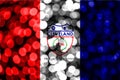 Cleveland, Ohio abstract blurry bokeh flag. Christmas, New Year and National day concept flag. United States of America Royalty Free Stock Photo