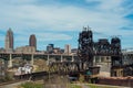 Cleveland Ohio bridges and skyline Royalty Free Stock Photo