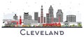 Cleveland Ohio City Skyline with Color Buildings Isolated on White Royalty Free Stock Photo