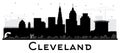 Cleveland Ohio City Skyline Silhouette with Black Buildings Isolated on White Royalty Free Stock Photo