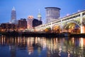 Cleveland Ohio Downtown City Skyline Cuyahoga River Royalty Free Stock Photo