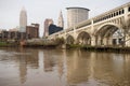 Cleveland Ohio Downtown City Skyline Cuyahoga River Royalty Free Stock Photo