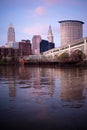 Cleveland Ohio Downtown City Skyline Cuyahoga River Royalty Free Stock Photo