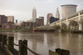 Cleveland Ohio Downtown City Skyline Cuyahoga River Royalty Free Stock Photo