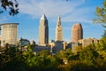 Cleveland Ohio skyline from nearby park Royalty Free Stock Photo