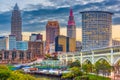 Cleveland, Ohio, USA downtown city skyline on the Cuyahoga River Royalty Free Stock Photo