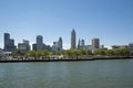 View of downtown Cleveland from Great Lake Erie on a summer sunny day. Royalty Free Stock Photo