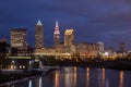 Cleveland Skyline from Cuyahoga River Royalty Free Stock Photo