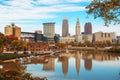 Cleveland, Ohio, USA skyline on the Cuyahoga River Royalty Free Stock Photo