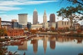 Cleveland, Ohio, USA skyline on the Cuyahoga River Royalty Free Stock Photo