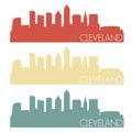 Cleveland Ohio USA Skyline Silhouette City Stamp Vector Color Vintage Set logo Clip Art Illustration. Royalty Free Stock Photo