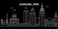 Cleveland silhouette skyline. USA - Cleveland vector city, american linear architecture, buildings. Cleveland travel Royalty Free Stock Photo