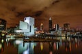 Cleveland Skyline at Night Royalty Free Stock Photo