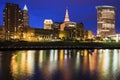 Cleveland skyline at night Royalty Free Stock Photo