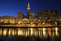 Cleveland skyline at night Royalty Free Stock Photo